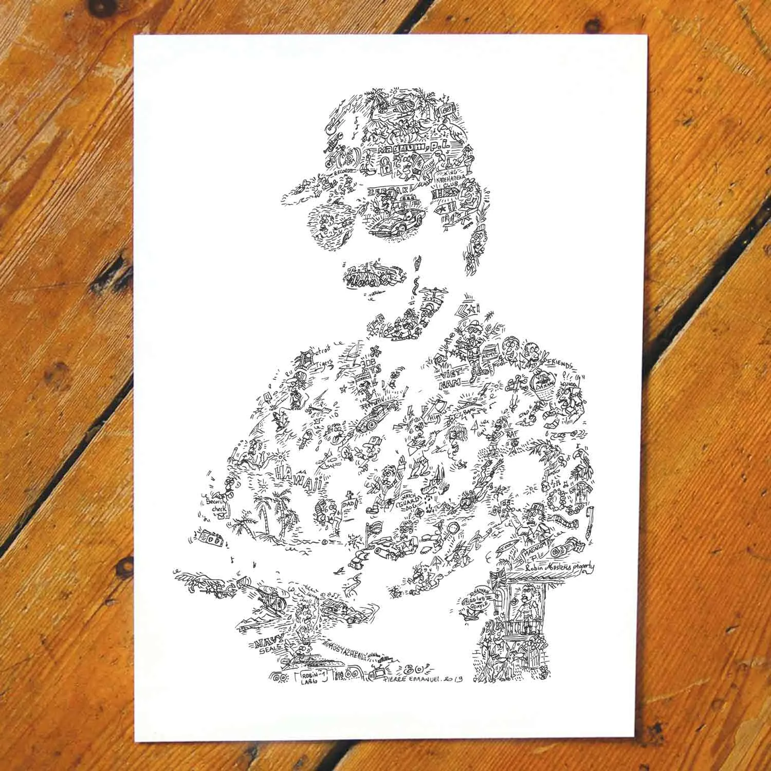 DrawInside Magnum P.I affiche A3 30x42 cm signée