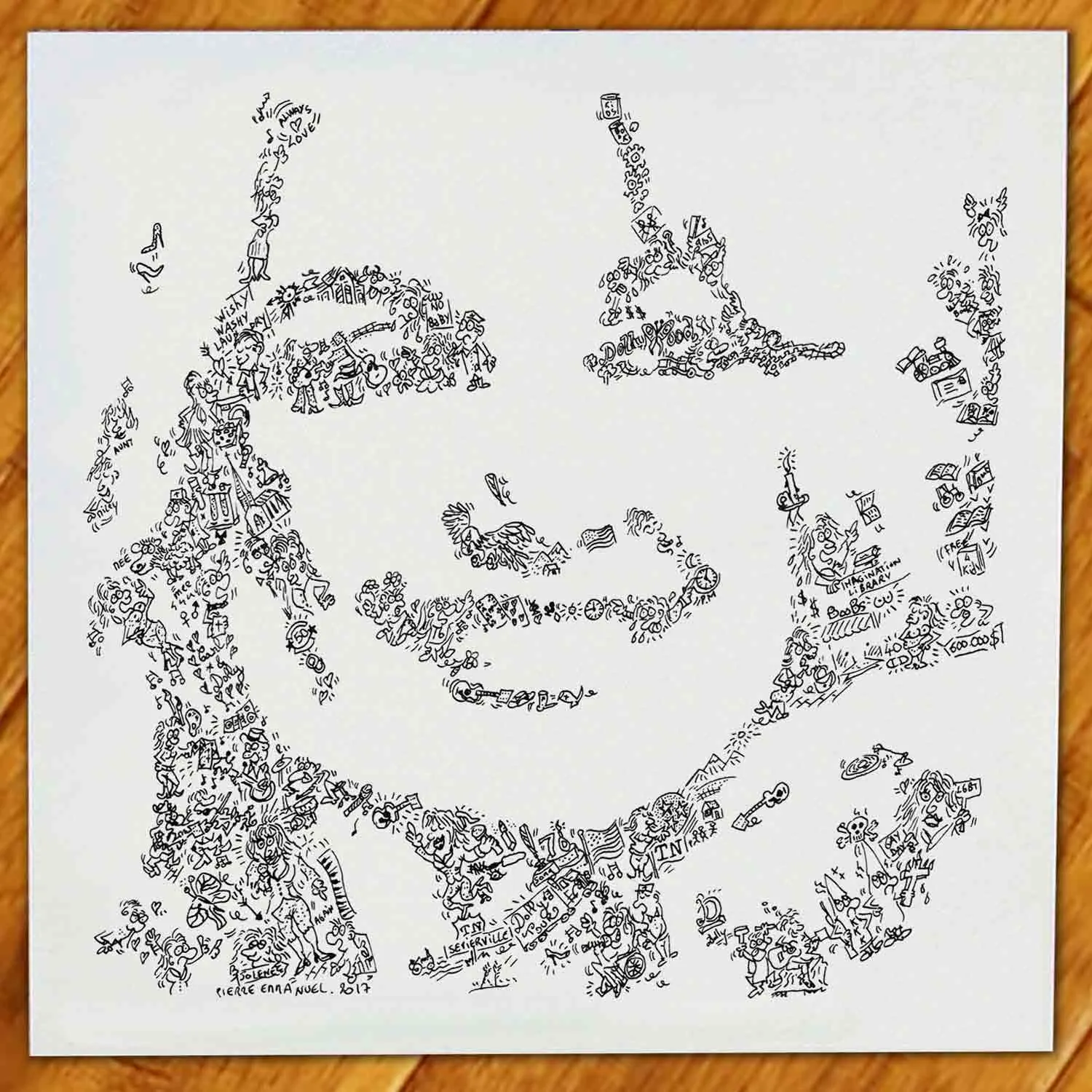 DrawInside Dolly Parton affiche 20x20 cm country