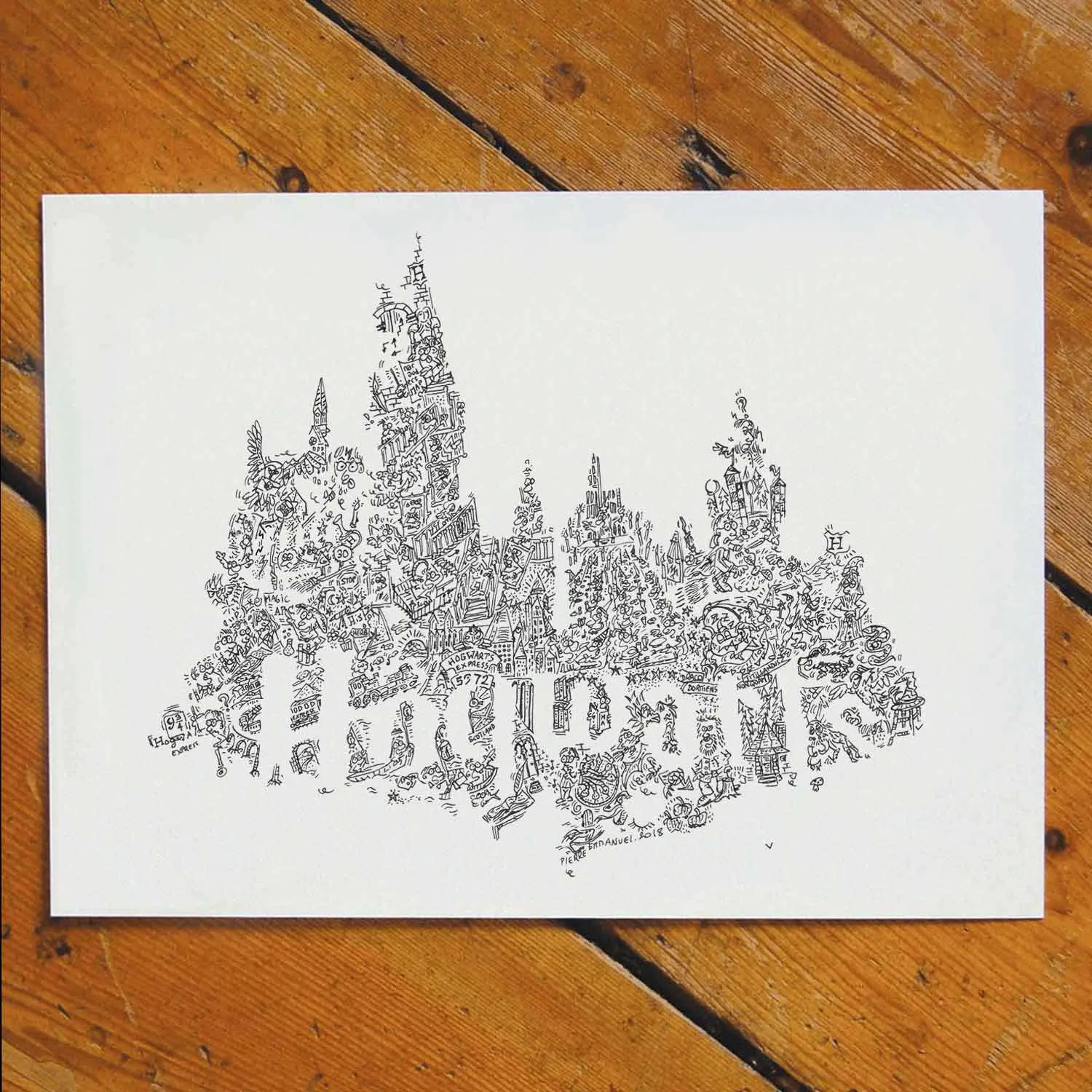 DrawInside Hogwarts Castle affiche A4 Harry Potter