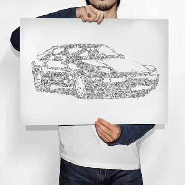 DrawInside Porsche 928 affiche A4 voiture