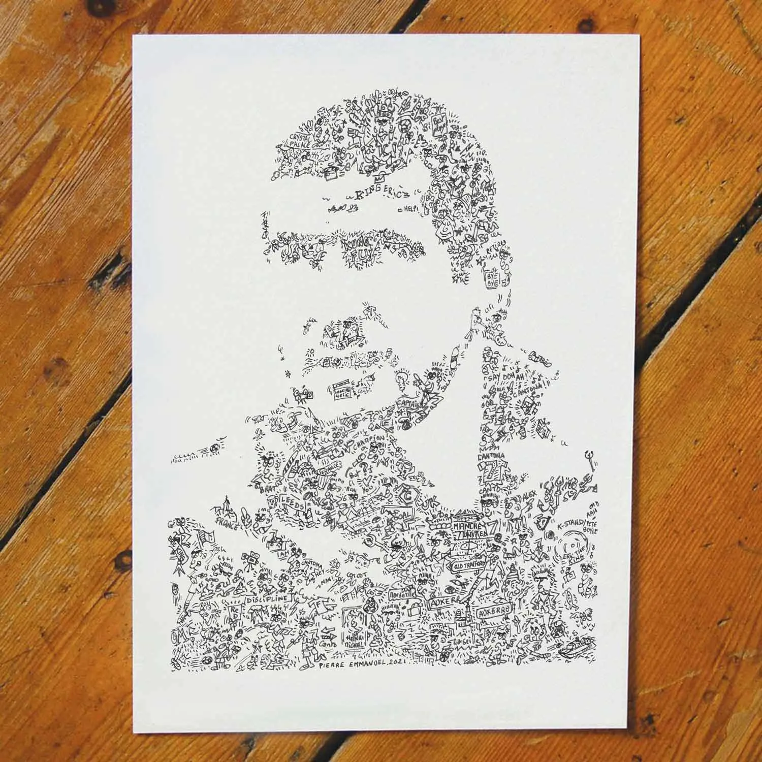 DrawInside Eric Cantona affiche A4 21x30 cm football