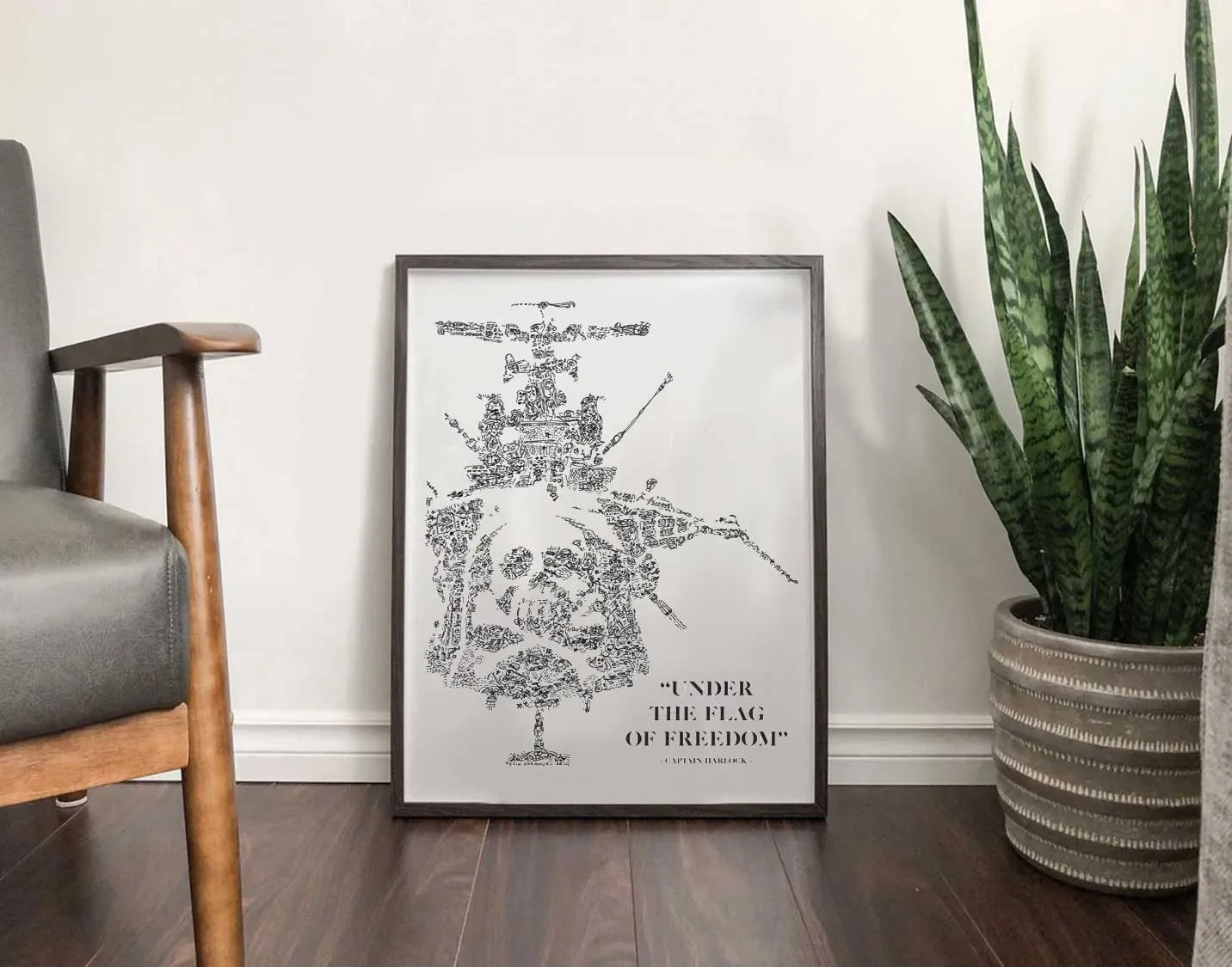 DrawInside Space Pirate Battleship Arcadia affiche A4 français signée