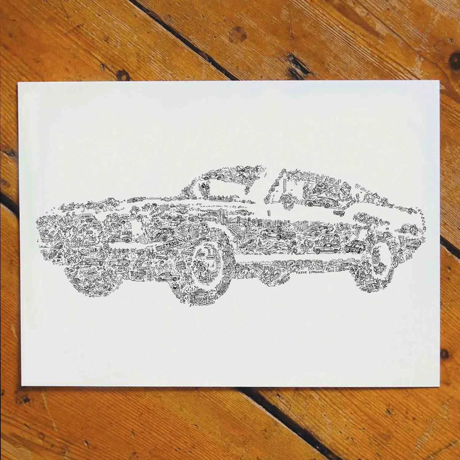 DrawInside Ford Mustang Fastback affiche A4 21x30 cm dessin