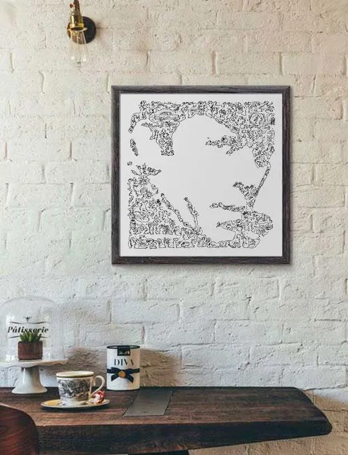 DrawInside Tom Waits affiche 20x20 cm musique