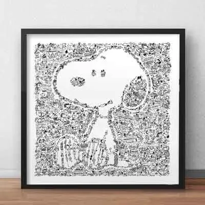 DrawInside Snoopy poster art 30x30 cm papier mat signé