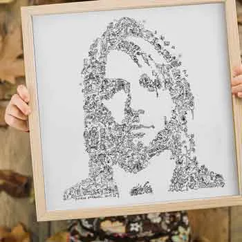DrawInside Kurt Cobain affiche Nirvana 30x30 cm grunge