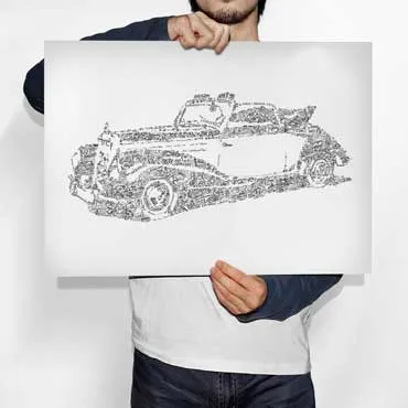 DrawInside Mercedes W187 affiche A4 voiture classique
