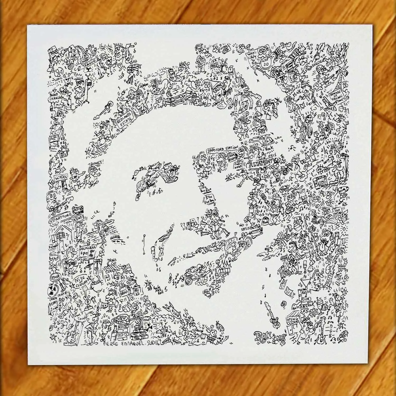 DrawInside Keith Richards Rolling Stones affiche 20x20 cm rock