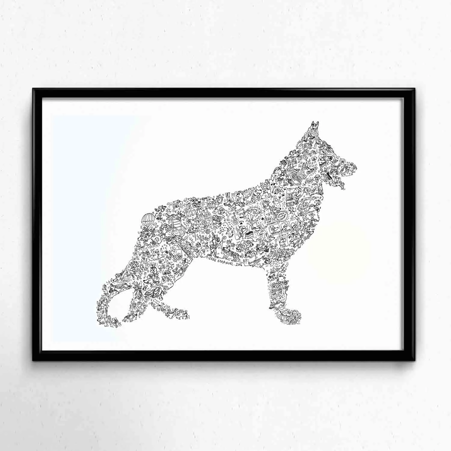 DrawInside Berger Allemand affiche A3 chien travail