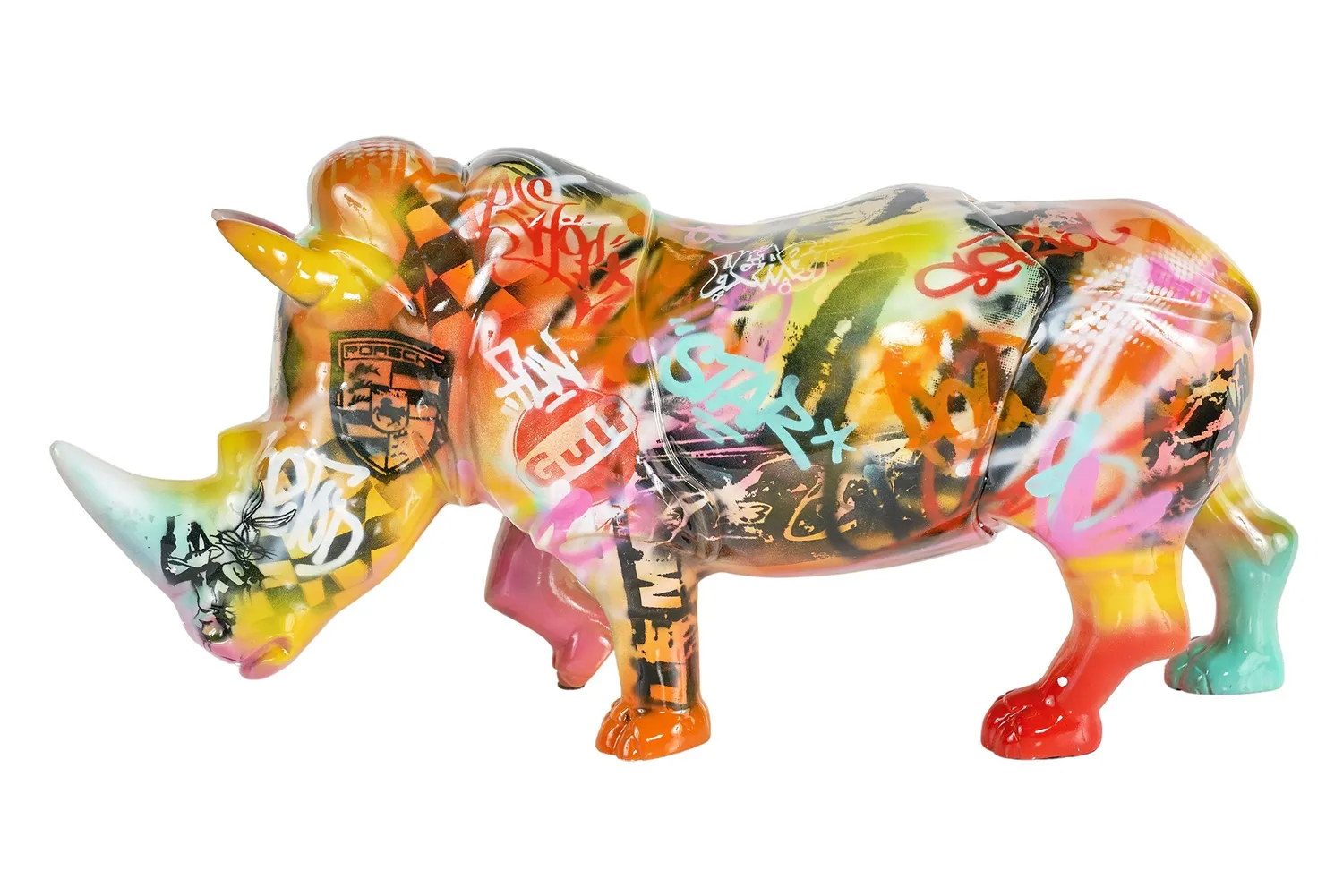Lacorne Decoration 35188 Race Rhino statue L.64 cm