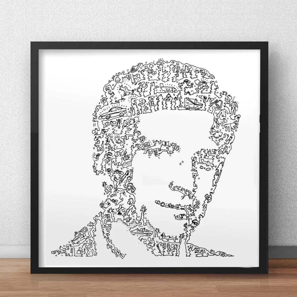DrawInside Faceman Agence affiche 30x30 cm signée