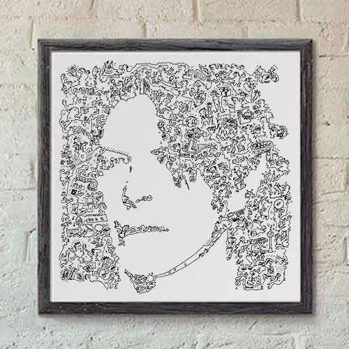 DrawInside David Bowie affiche rock carrée papier mat