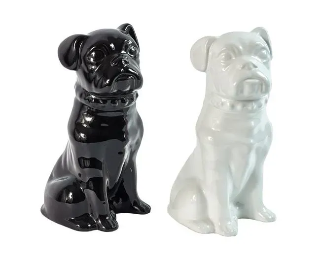 Lacorne Décoration 823 Chiens céramique H 33 cm noir-blanc