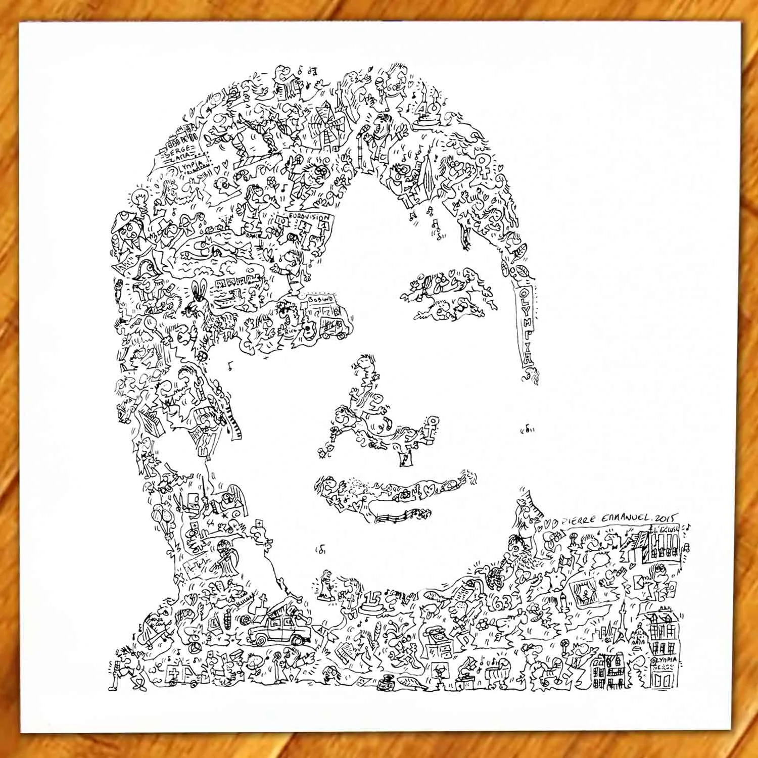 DrawInside Serge Lama affiche 20x20 cm signée