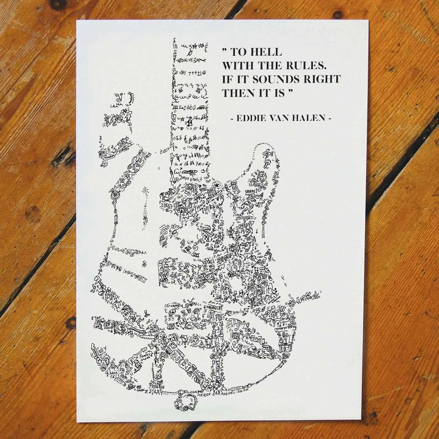 DrawInside Van Halen Frankenstrat affiche A3 citation rock