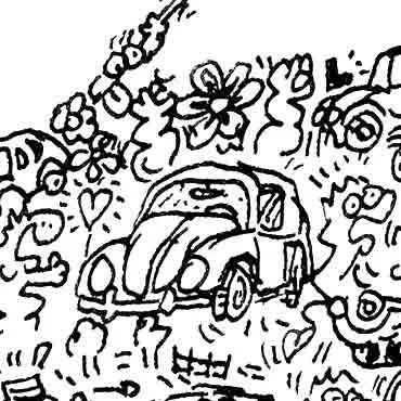 DrawInside VW Beetle affiche A3 30x42 cm vintage