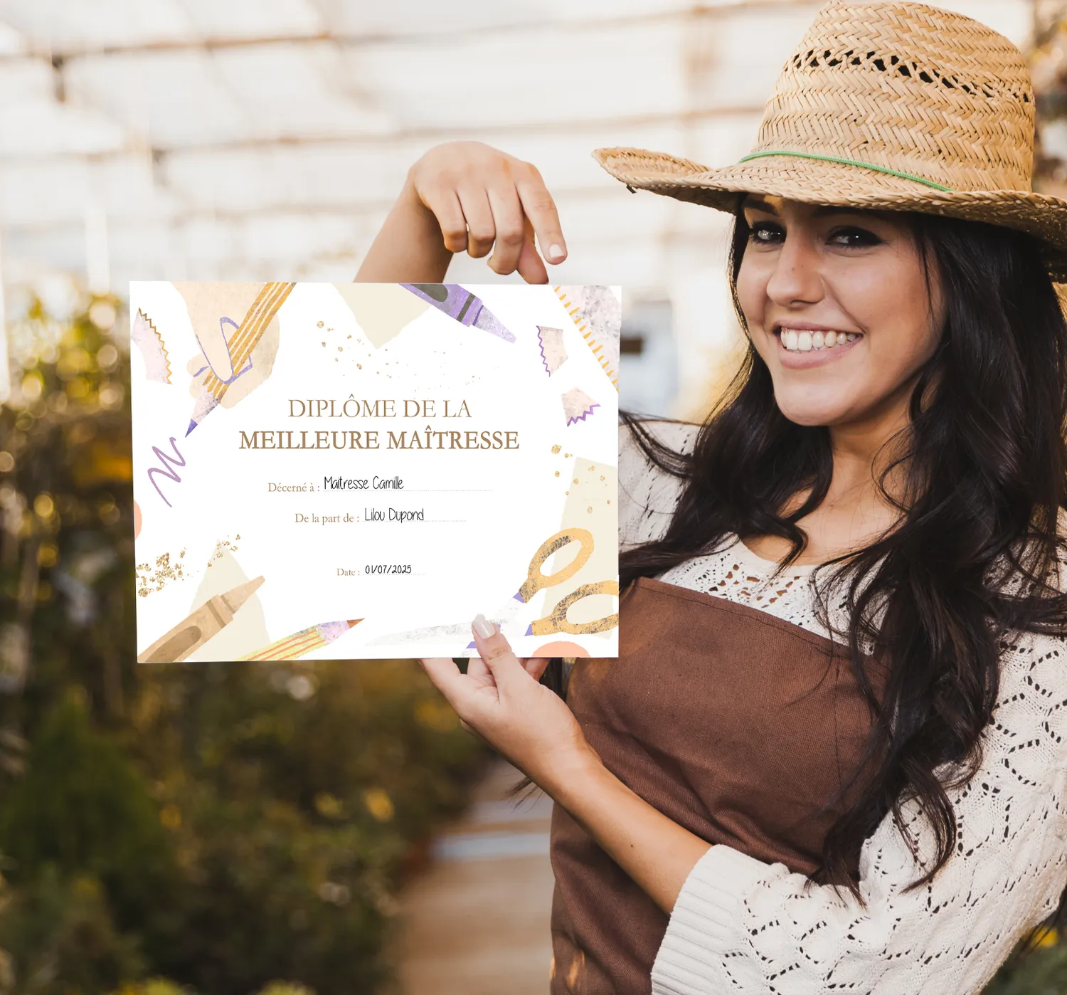 Papeterie Créative Maîtresse diplôme personnalisé merci