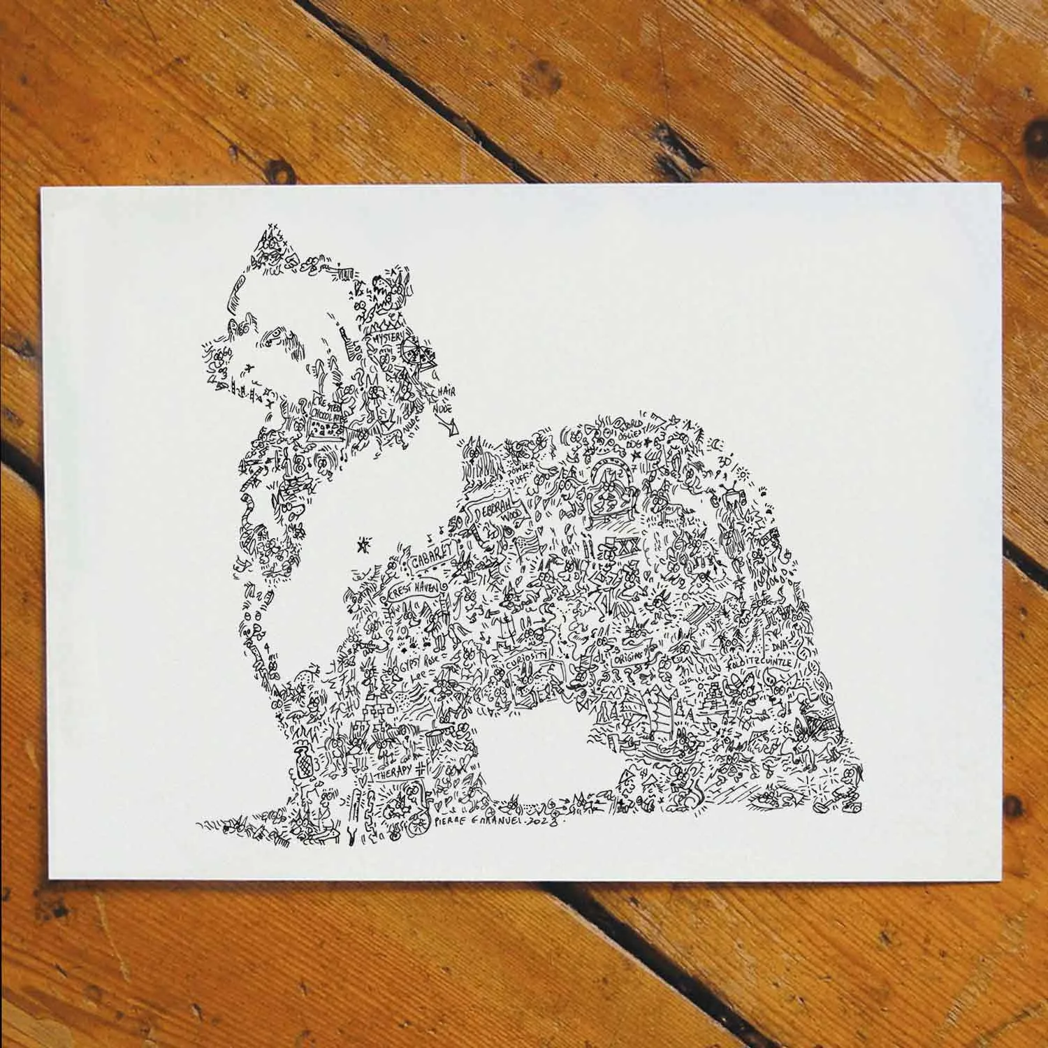 DrawInside Chien Chinois affiche A4 21x30 cm papier mat
