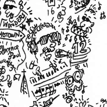 DrawInside Stevie Wonder affiche musique carrée papier mat