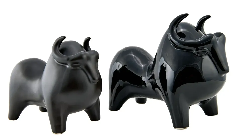 Lacorne Décoration 20064/65 Taureaux statues céramique 30 et 40 cm