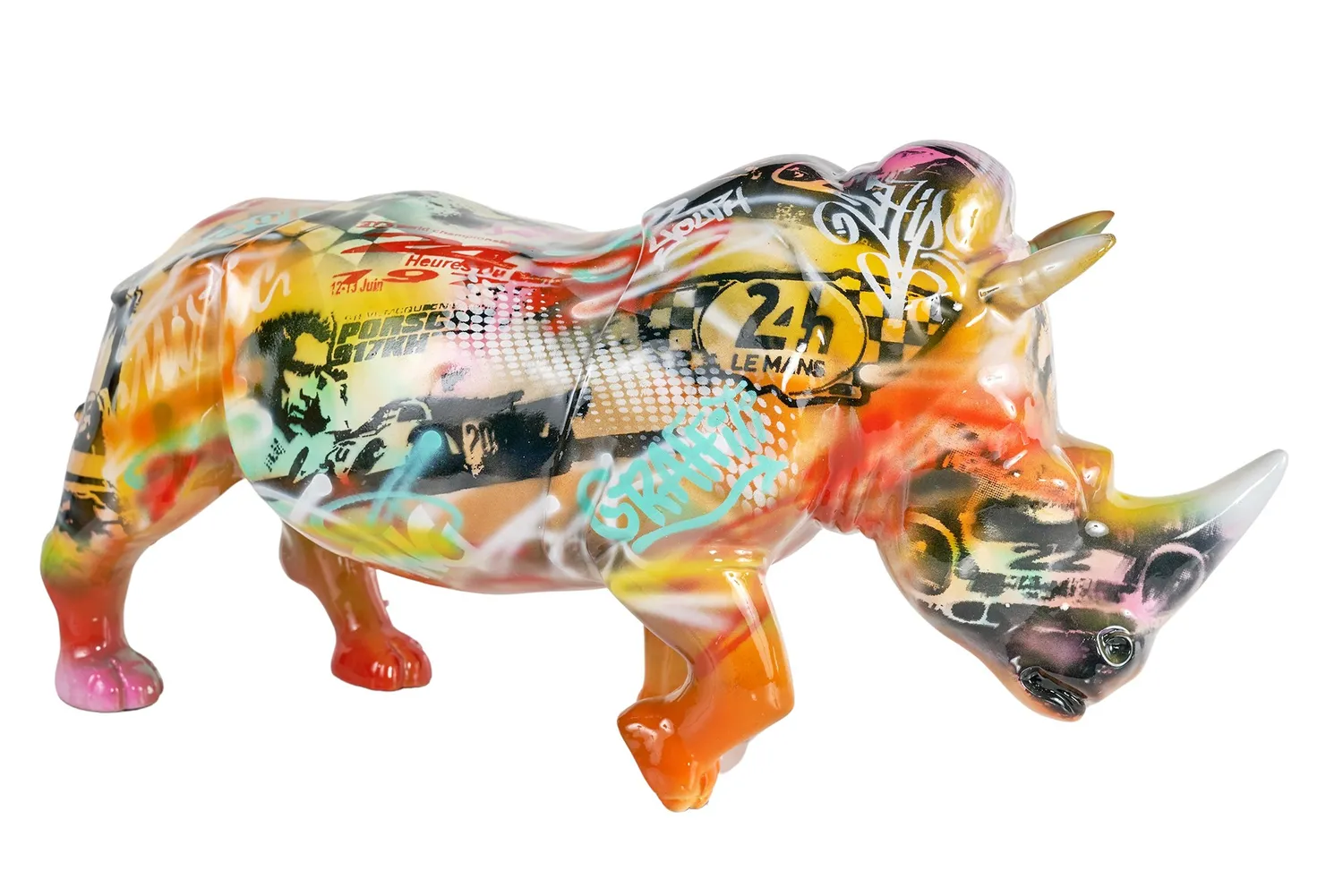 Lacorne Decoration 35188 Race Rhino statue L.64 cm