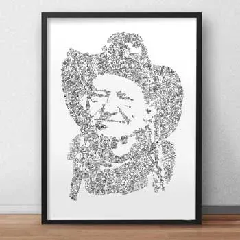 DrawInside Willie Nelson Outlaw affiche A3 country