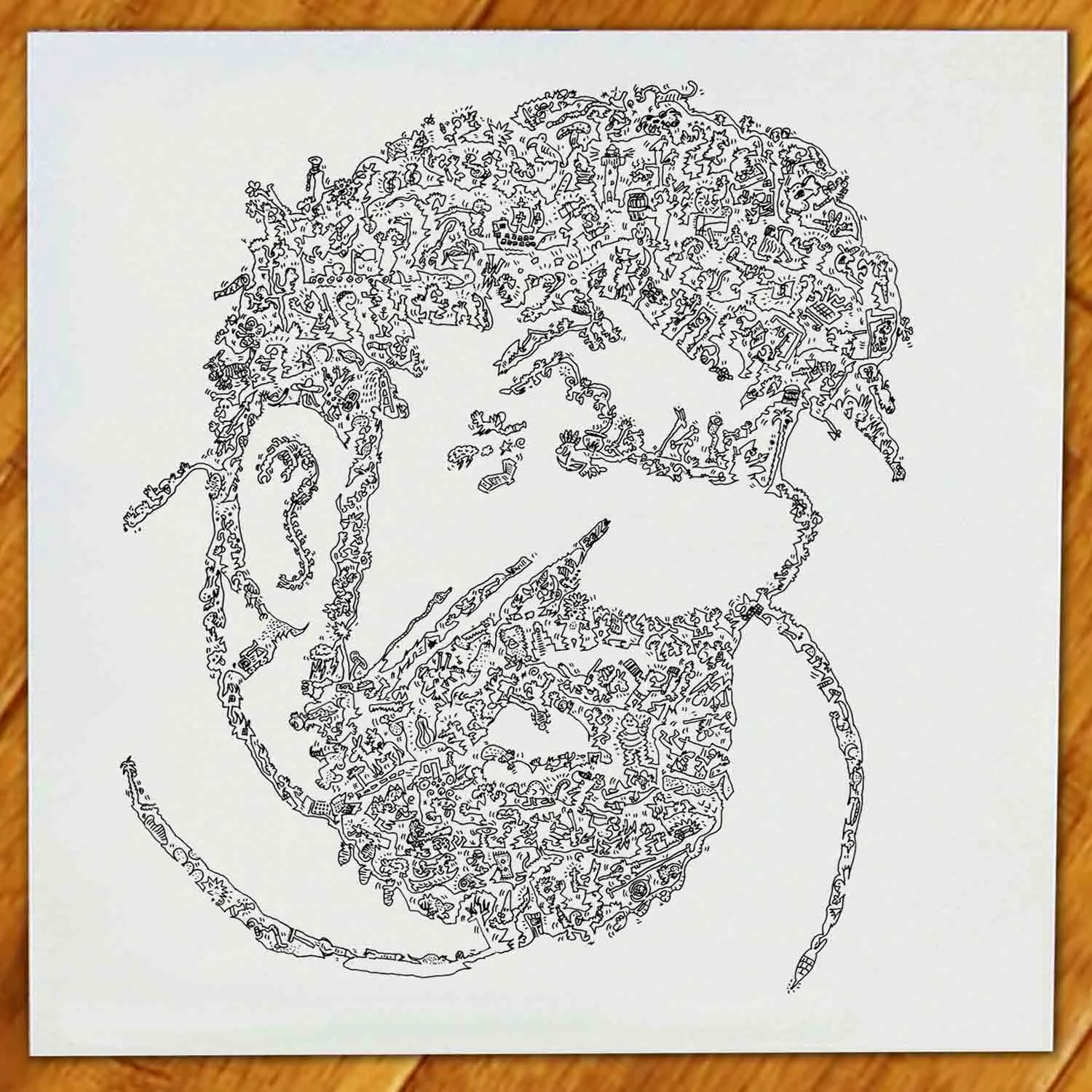 DrawInside Capitaine Haddock affiche 20x20 BD