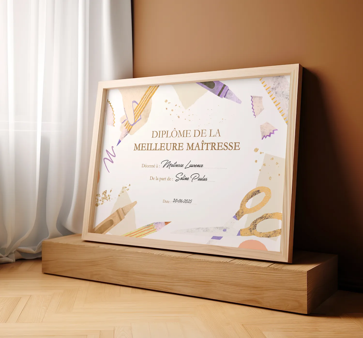 Papeterie Créative Diplôme maîtresse à personnaliser cadeau fin d’année