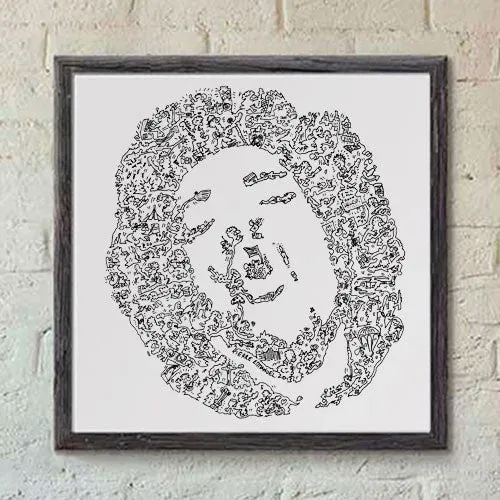 DrawInside Jimi Hendrix affiche rock carrée papier mat