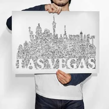 DrawInside Las Vegas affiche A3 ville néons