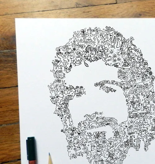 DrawInside Cat Stevens affiche 20x20 cm portrait folk