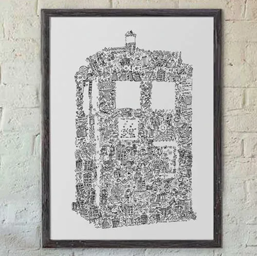DrawInside Tardis Dr Who affiche poster signé