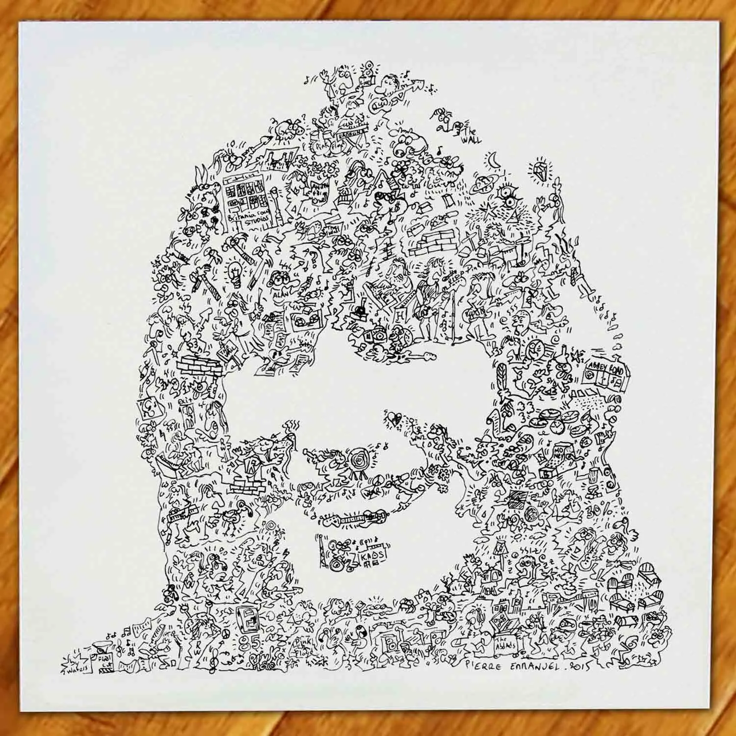 DrawInside Roger Waters affiche 30x30 cm Pink Floyd