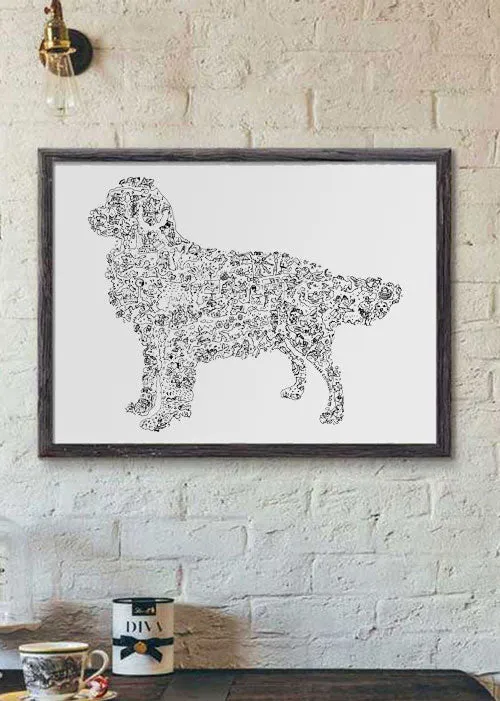 DrawInside Golden Retriever affiche A4 21x30 cm chien