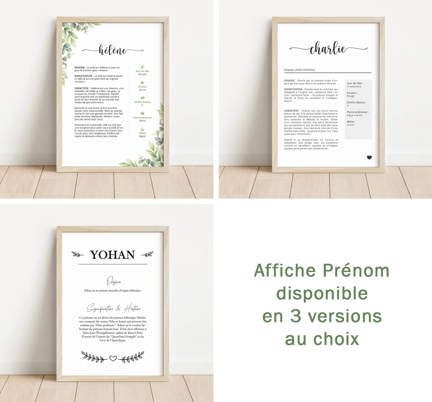 Papeterie Créative Prénom affiche origine signification histoire