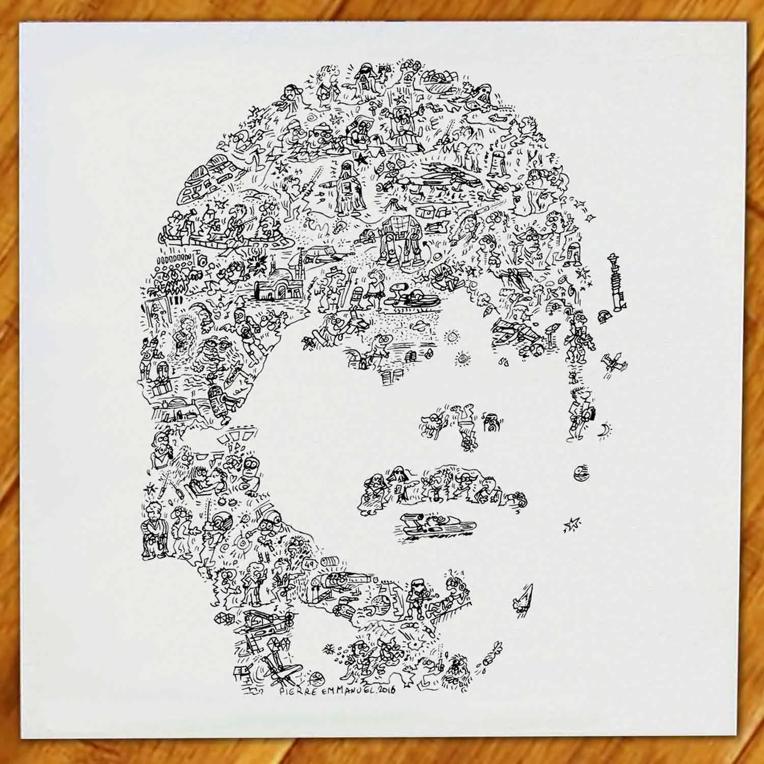 DrawInside Luke Skywalker affiche 30x30 cm signée