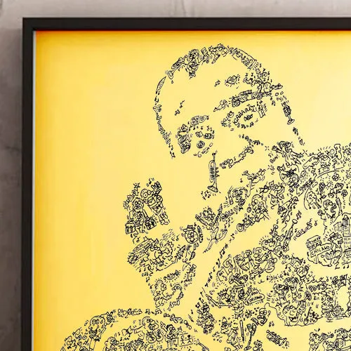 DrawInside Louis Armstrong Yellow affiche A4 jaune