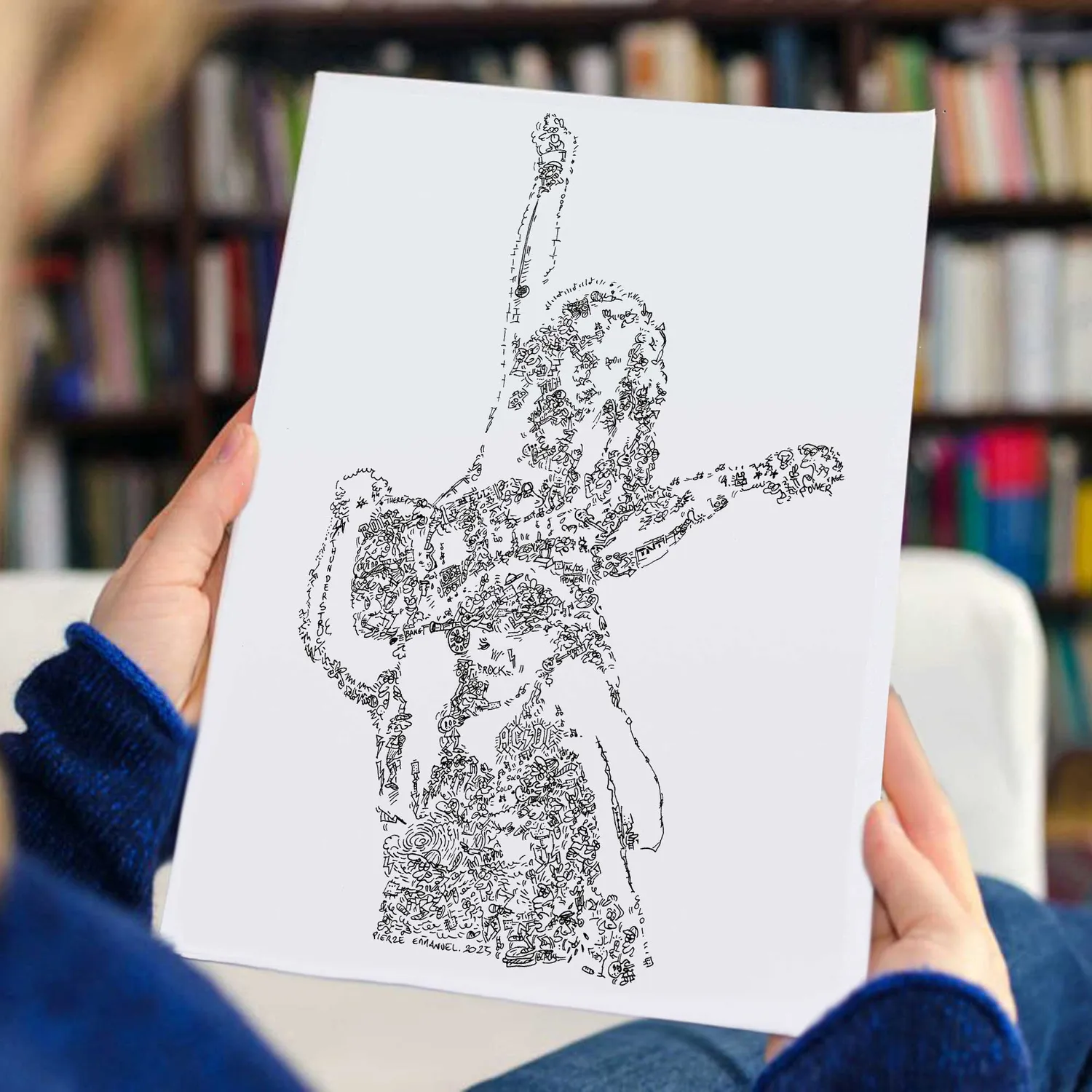 DrawInside Shoulder Ride ACDC affiche A3 rock