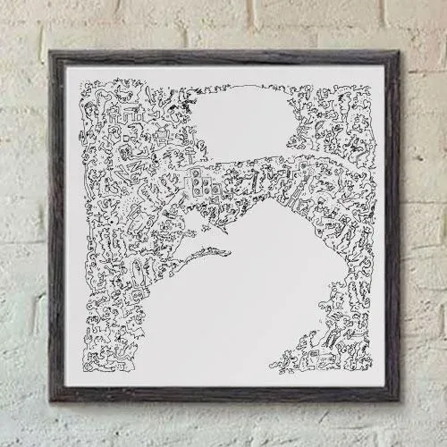 DrawInside Dusty Hill ZZ Top affiche 20x20 cm noir et blanc