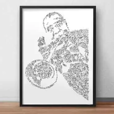 DrawInside Louis Armstrong affiche A4 jazz papier mat
