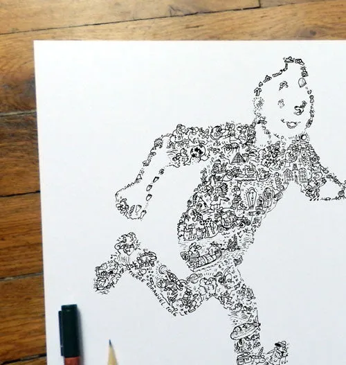 DrawInside Tintin affiche 20x20 reporter