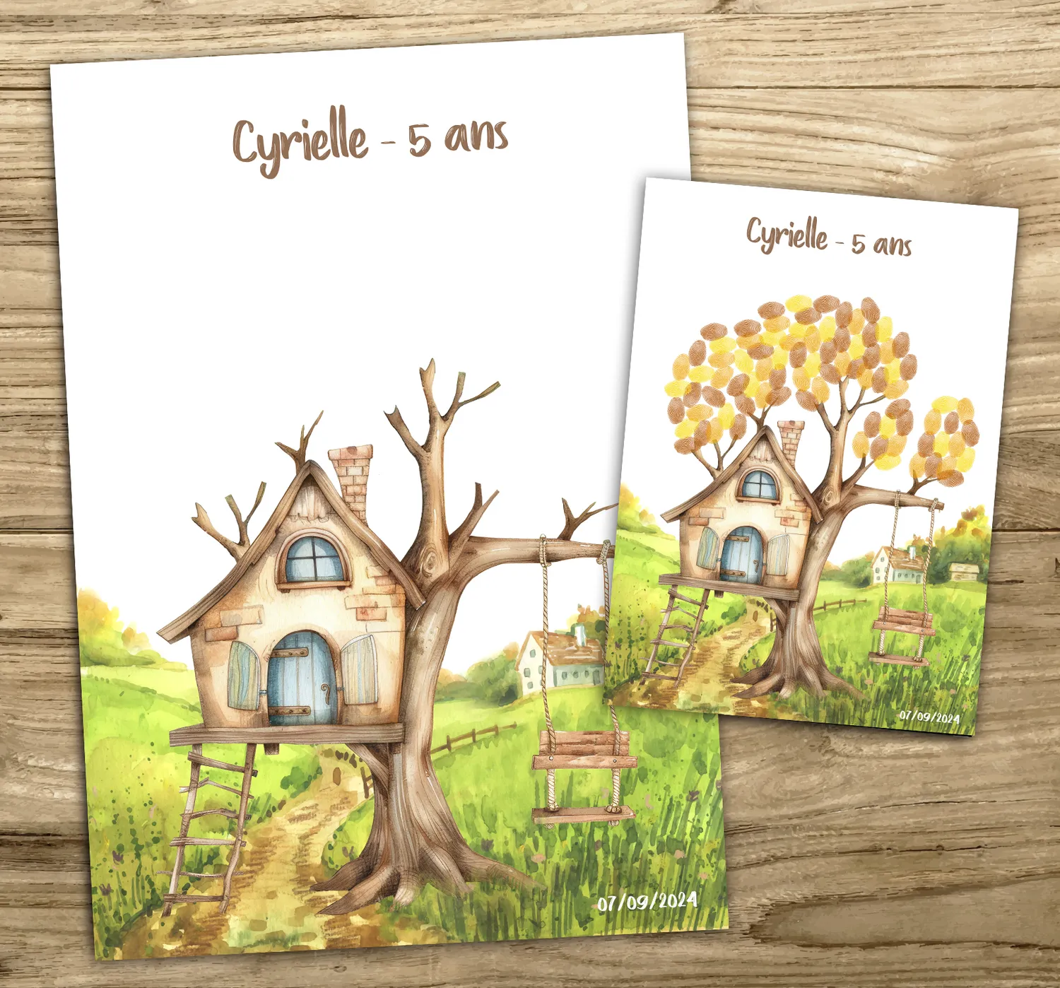 Papeterie Créative Cabane arbre à empreintes baptême anniversaire