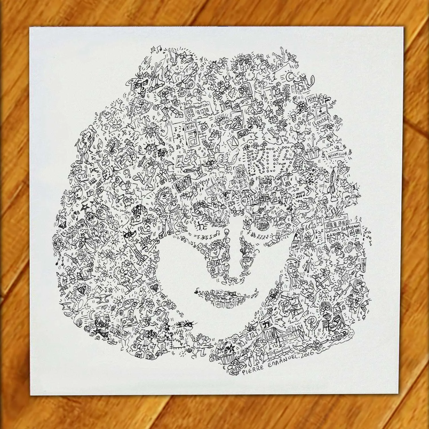DrawInside Eric Carr affiche 20x20 batteur Kiss