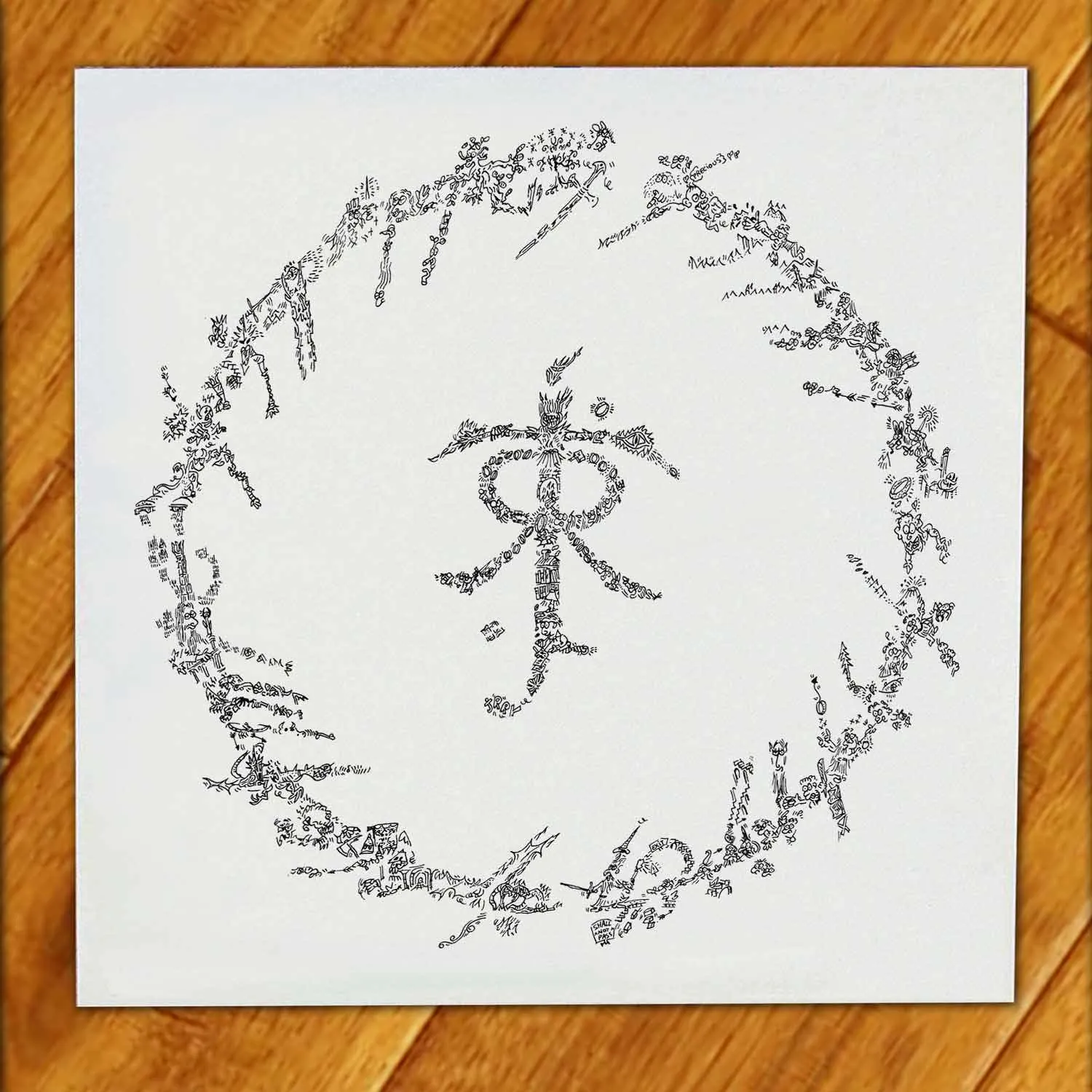 DrawInside JRR Tolkien logo affiche 30x30 cm anneaux runes