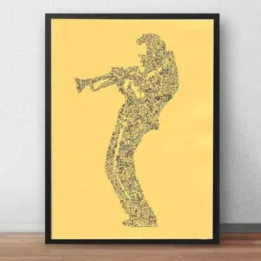 DrawInside Miles Davis Yellow affiche A4 papier jaune