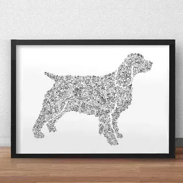 DrawInside English Springer Spaniel affiche A4 chasse