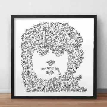 DrawInside Jimmy Page affiche 20x20 cm Led Zeppelin