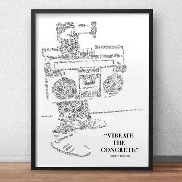 DrawInside Ghetto Blaster affiche A3 papier mat