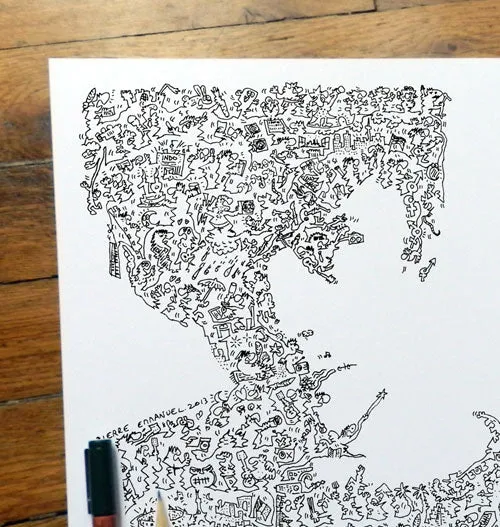 DrawInside Nicolas Sirkis affiche 30x30 cm rock français