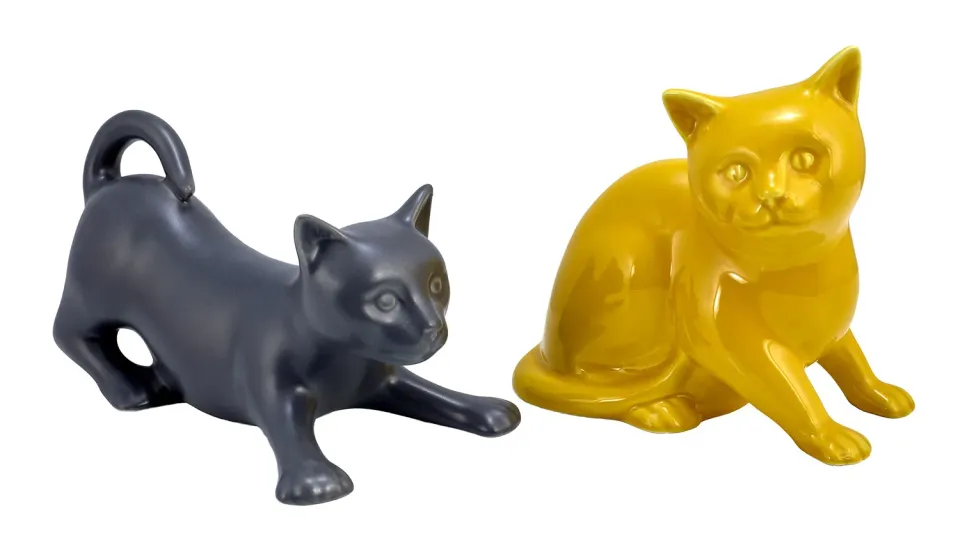 Lacorne Decoration Chats 1535 figurines céramique H.18 cm duo